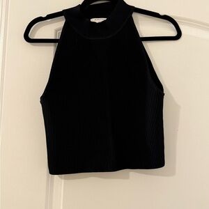 Aritzia Babaton Black Ribbed Crop Top